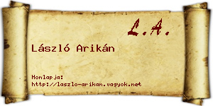 László Arikán névjegykártya